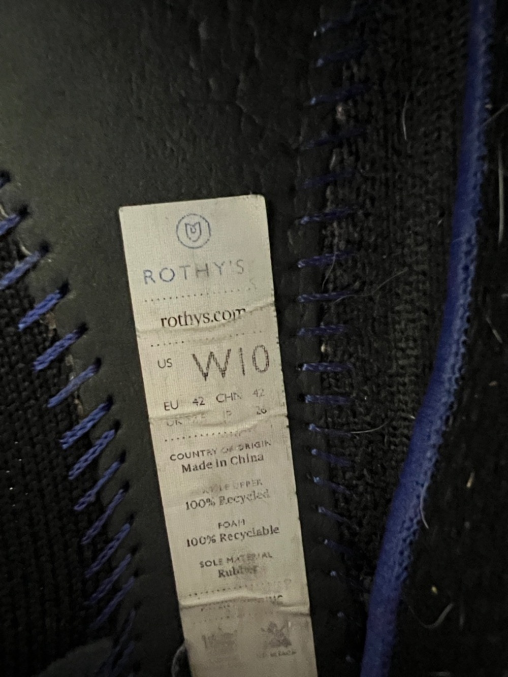 Rothy's Black Pointed Knit Flats with Blue Insole Trim - Picture 9 of 11